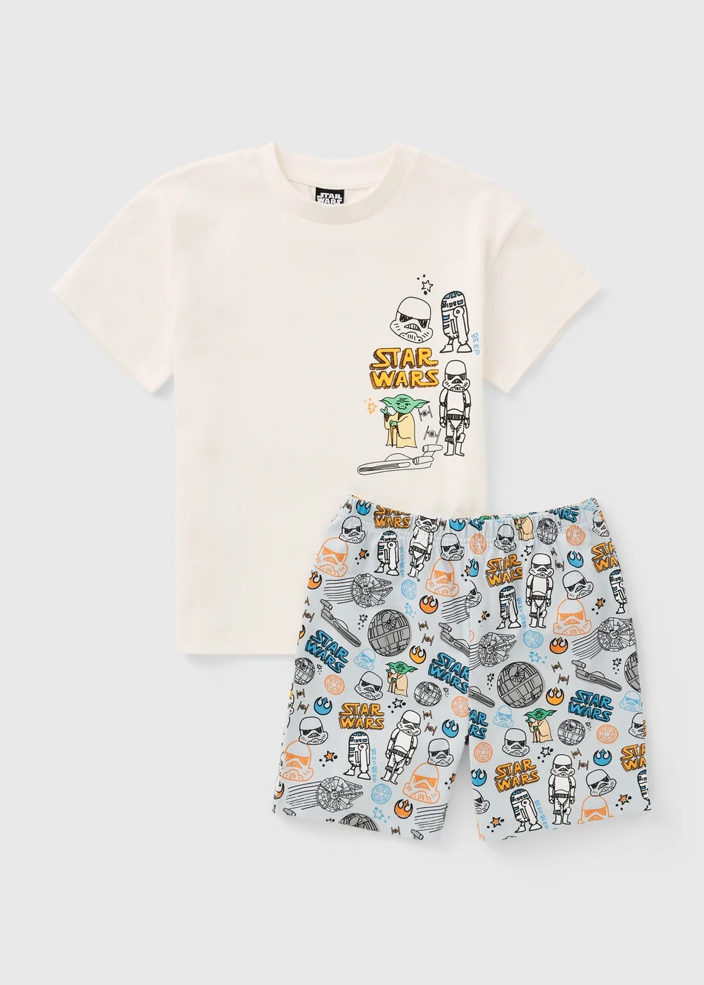 Star Wars Boys Cream Print Short Pyjama Set (5-13yrs) - 5 Yrs Image 1
