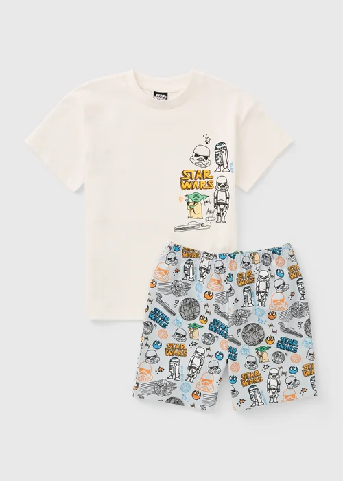 Star Wars Boys Cream Print Short Pyjama Set (5-13yrs) - 5 Yrs Image 1