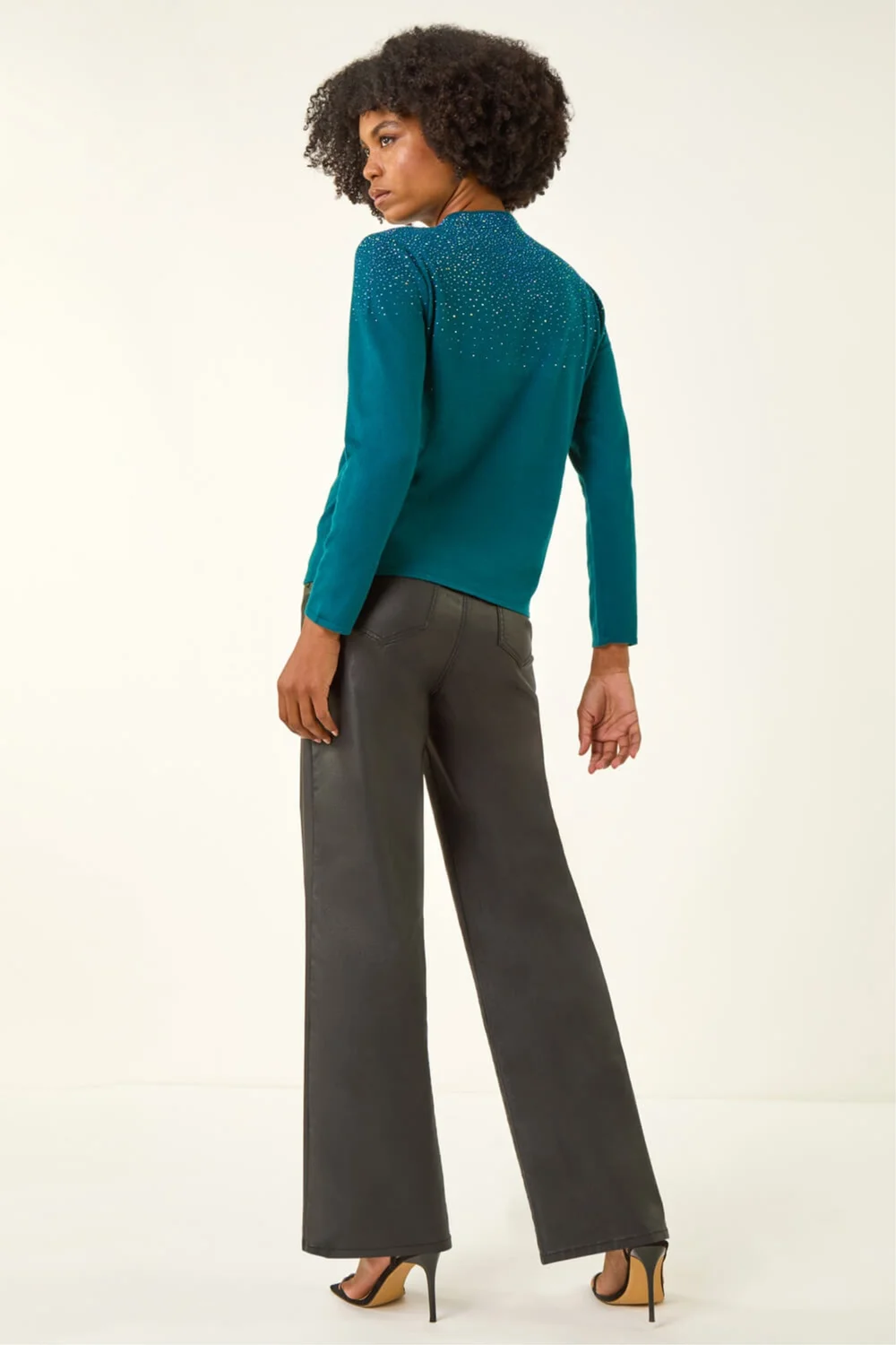 Roman Dark Green Sparkly High Neck Knit Jumper - 10 Image 3