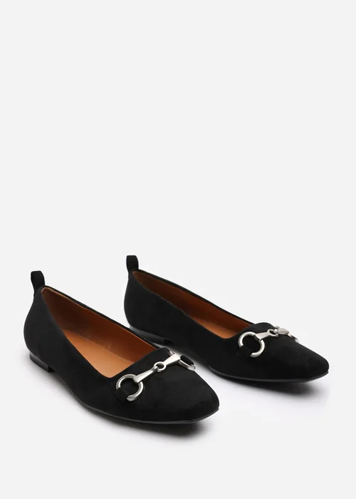 Where's That From Kira Black Faux Suede Flat Pumps - 5 Image 4