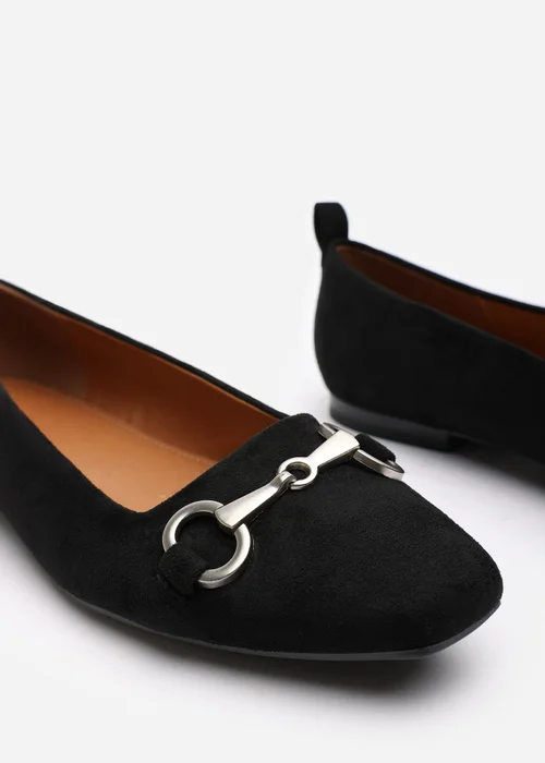 Where's That From Kira Black Faux Suede Flat Pumps - 5 Image 5