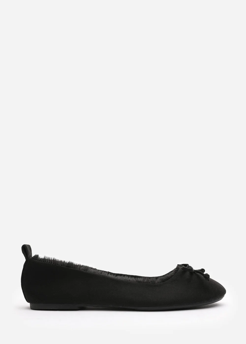 Wheres That From Cassia Black Faux Suede Faux Fur Fluffy Slippers - 4 Image 1