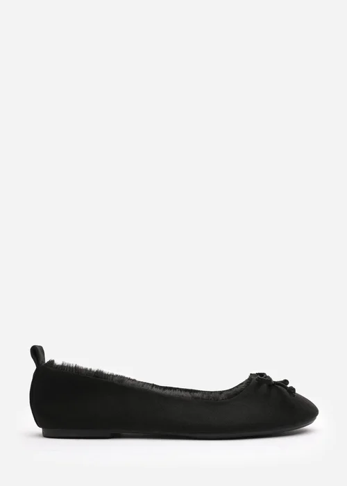 Wheres That From Cassia Black Faux Suede Faux Fur Fluffy Slippers - 4 Image 1