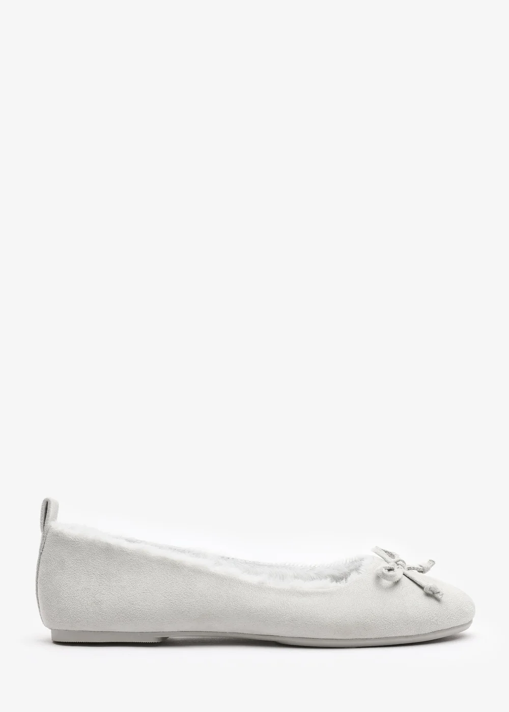 Wheres That From Cassia Grey Faux Suede Faux Fur Fluffy Slippers - Size 7 Image 2