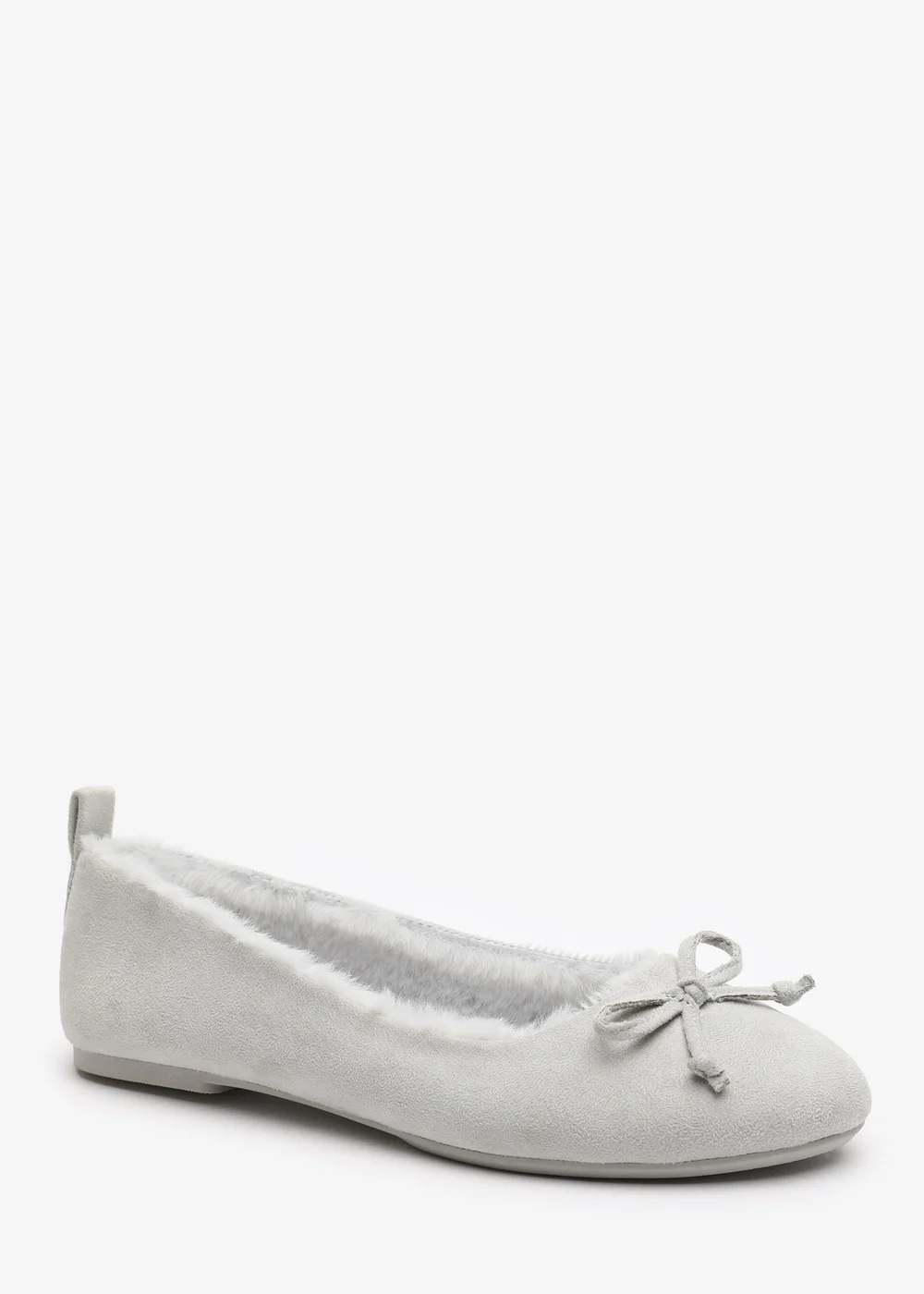 Wheres That From Cassia Grey Faux Suede Faux Fur Fluffy Slippers - Size 7 Image 3