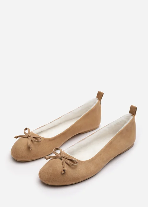 Wheres That From Cassia Camel Faux Suede Faux Fur Fluffy Slippers - 4 Image 3