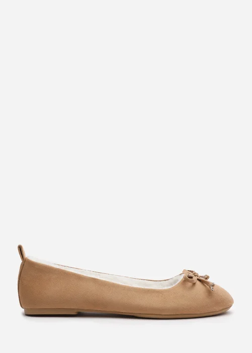 Wheres That From Cassia Camel Faux Suede Faux Fur Fluffy Slippers - 4 Image 2