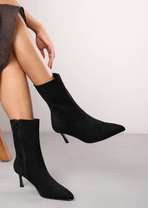 Where's That From Nyla Black PU Ankle Heeled Boots - 7 Image 6