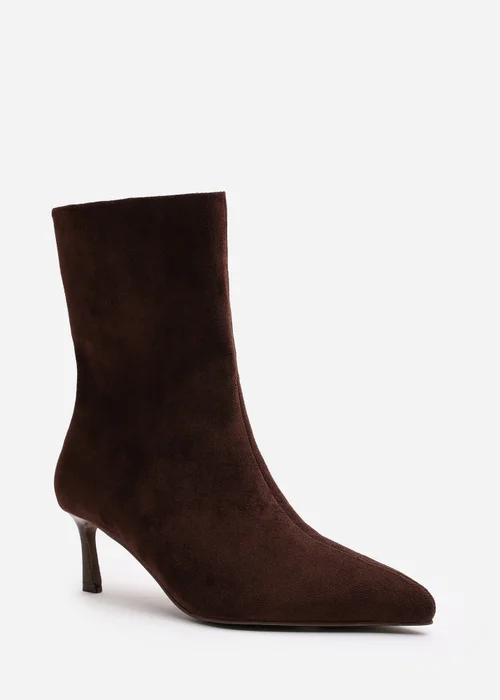 Where's That From Nyla Dark Brown PU Ankle Heeled Boots - 8 Image 3