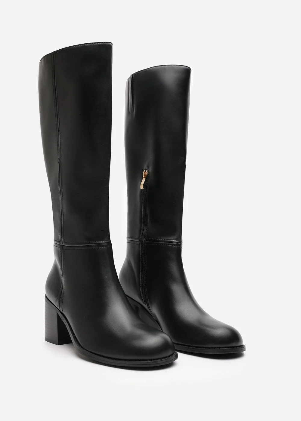 Where's That From Matilda Black PU Knee High Boots - 6 Image 4