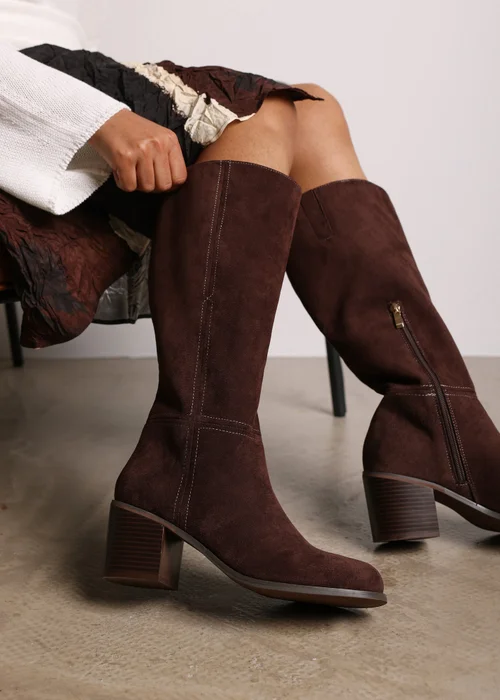 Where's That From Matilda Dark Brown PU Knee High Boots - 6 Image 2