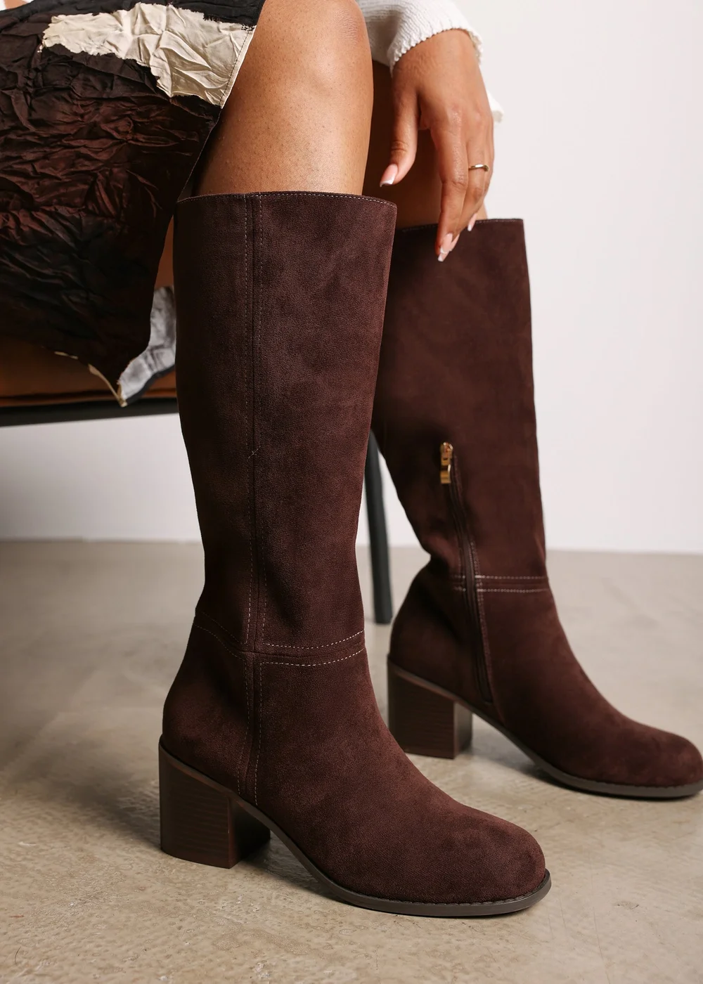Where's That From Matilda Dark Brown PU Knee High Boots - 6 Image 6