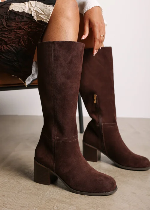 Where's That From Matilda Dark Brown PU Knee High Boots - 6 Image 6