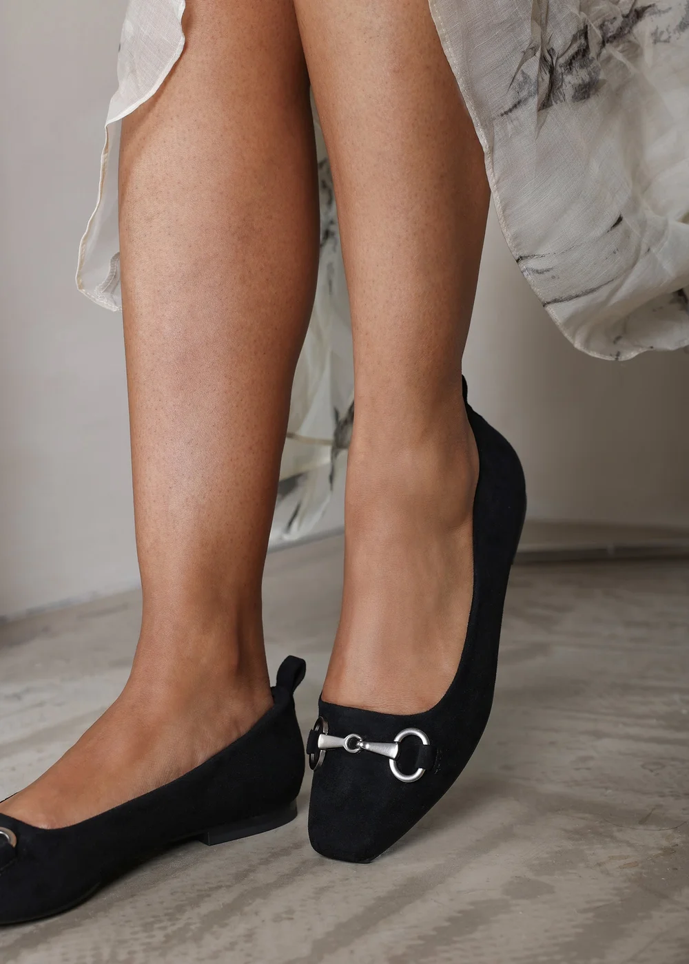 Where's That From Wide Fit Kira Black Faux Suede Flat Pumps - 4 Image 1