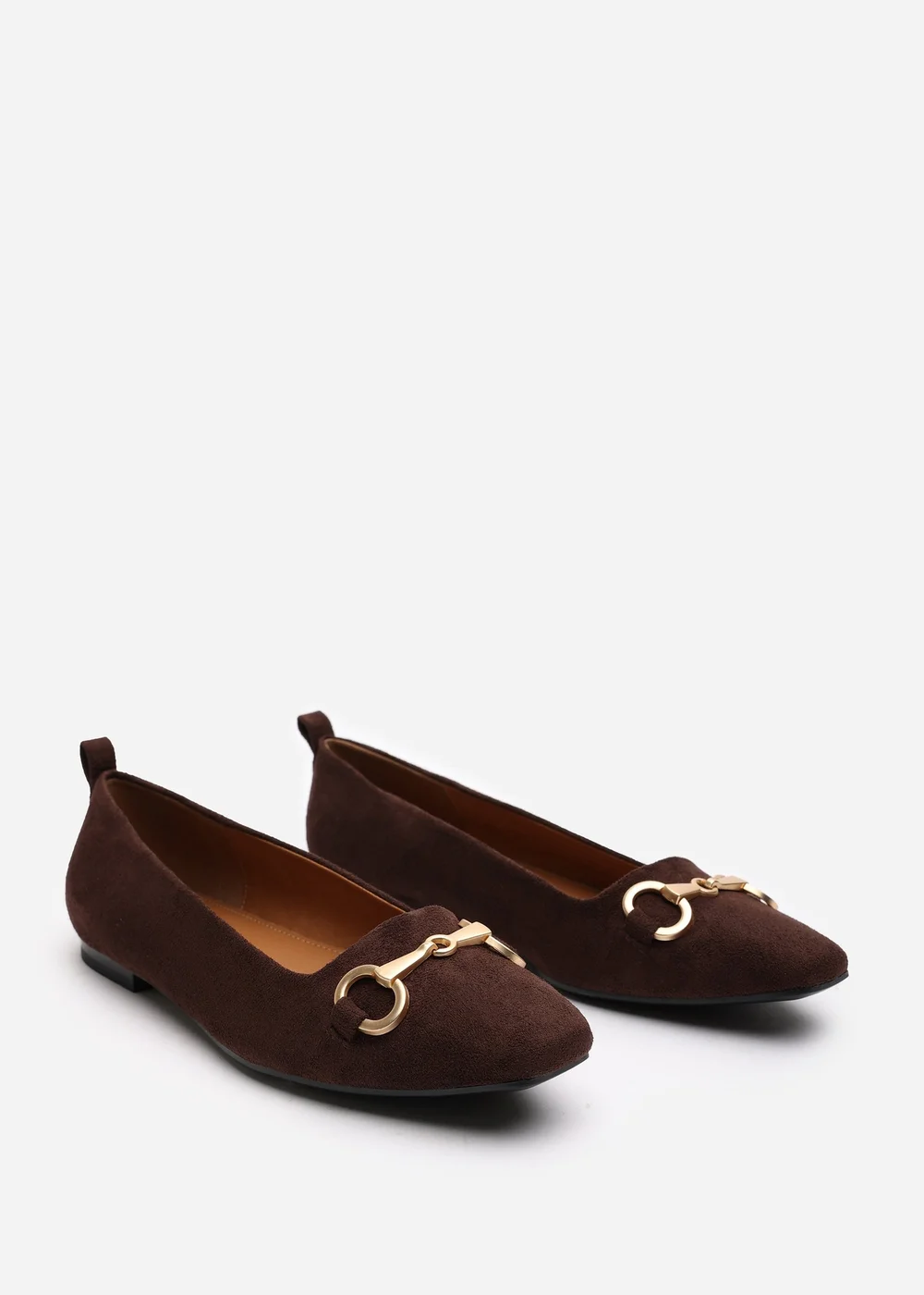 Where's That From Wide Fit Kira Brown Faux Suede Flat Pumps - Size 6 Image 4