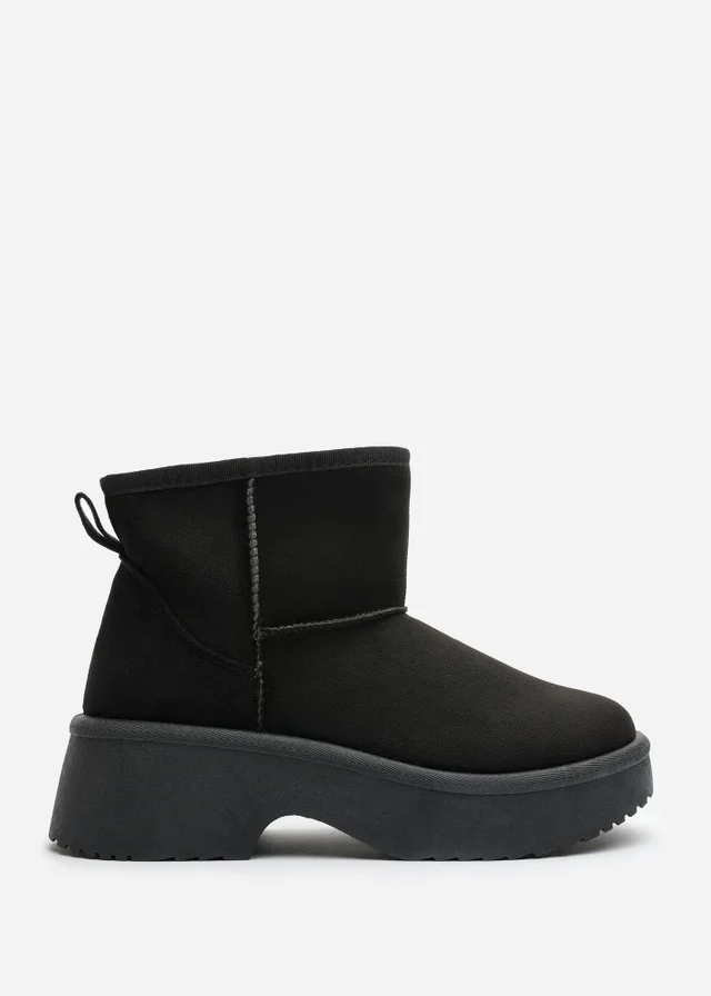Where's That From Darcy Black PU Platform Ankle Boots
