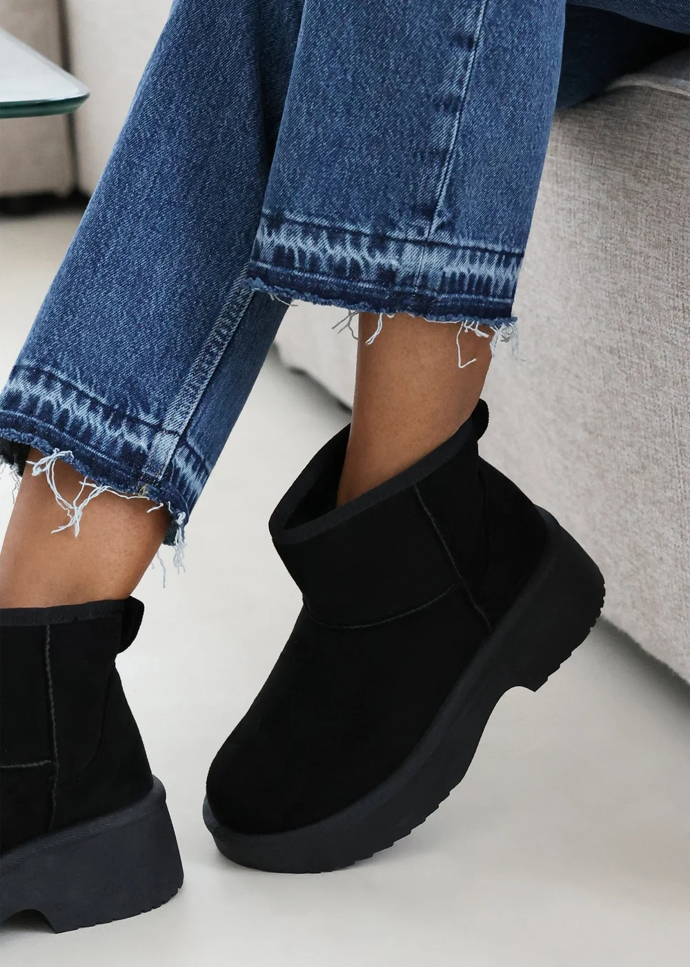 Where's That From Darcy Black PU Platform Ankle Boots - 3 Image 2