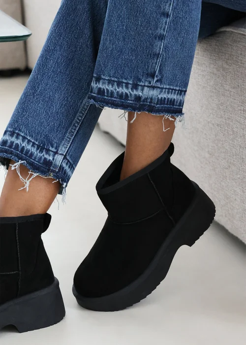 Where's That From Darcy Black PU Platform Ankle Boots - 3 Image 2