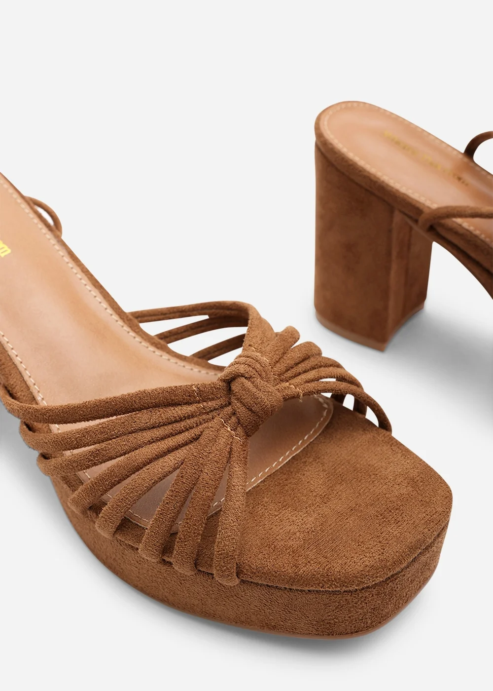 Wheres That From Bronte Wide Fit Cognac Faux Suede Platform Sandals - 8 Image 5