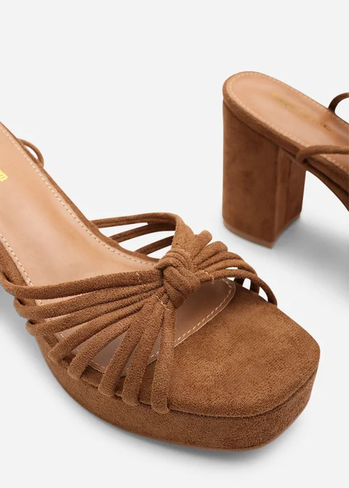 Wheres That From Bronte Wide Fit Cognac Faux Suede Platform Sandals - 8 Image 5