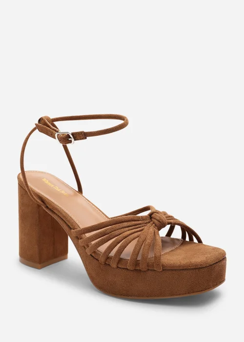 Wheres That From Bronte Wide Fit Cognac Faux Suede Platform Sandals - 8 Image 3