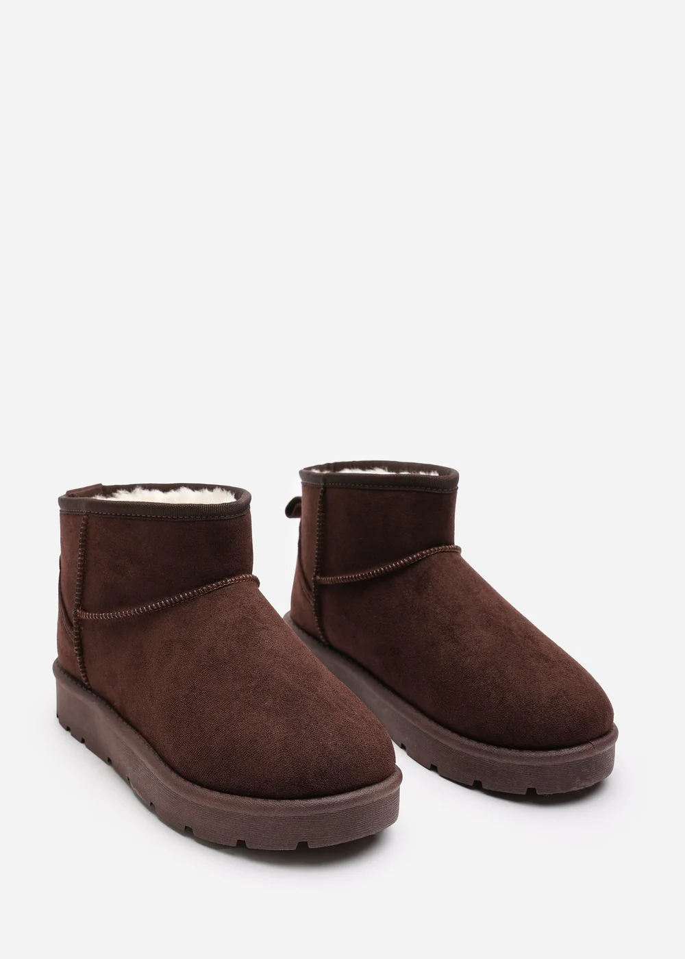 Wheres That From Maple Brown Faux Suede Faux Fur Ankle Boots - 3 Image 4