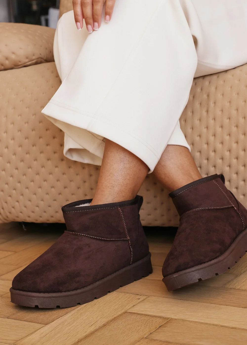 Wheres That From Maple Brown Faux Suede Faux Fur Ankle Boots - 3 Image 6