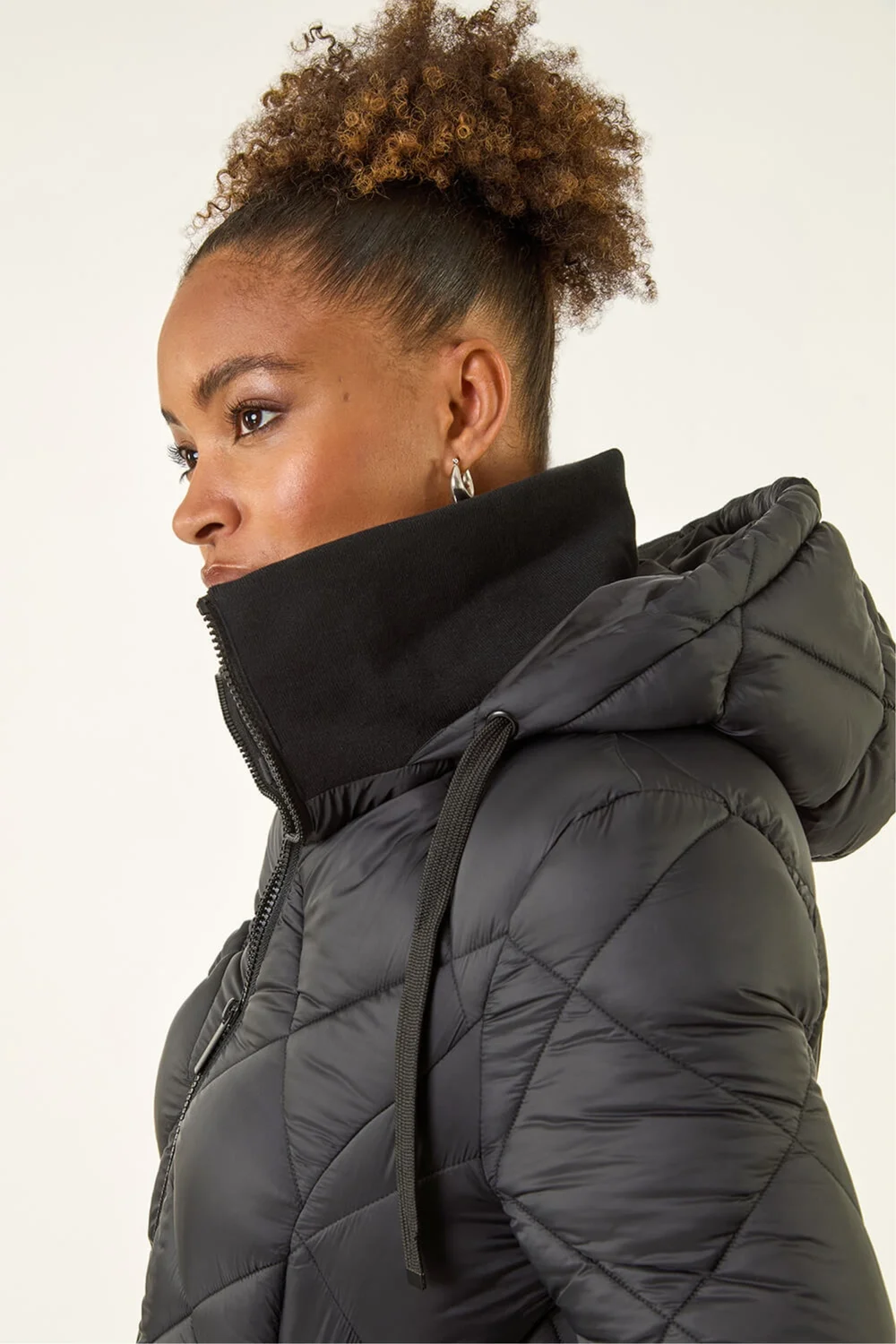 Roman Black Diamond Quilt Padded Coat - 18 Image 2