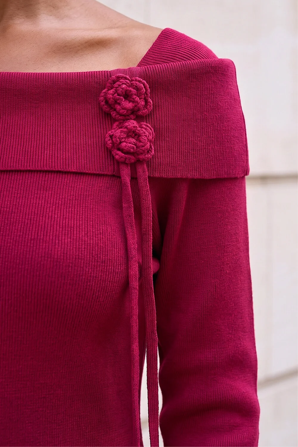 Roman Red Floral Bardot Knit Midi Dress - 20 Image 4