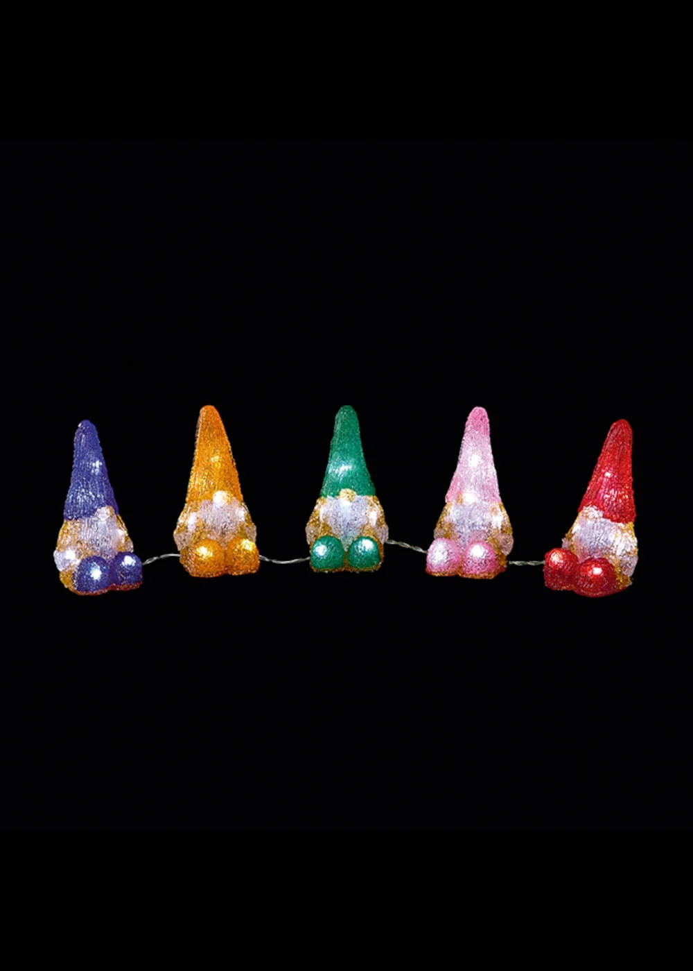 Premier Decorations Set of 5 Acrylic Gnomes with 40 LEds Warm White LEDs - One Size Image 1