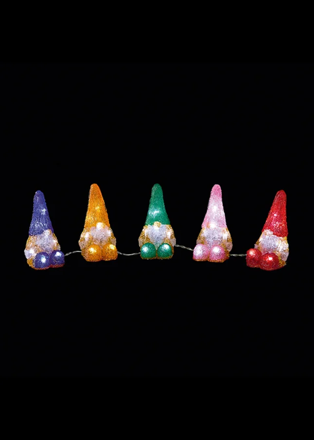Premier Decorations Set of 5 Acrylic Gnomes with 40 LEds Warm White LEDs