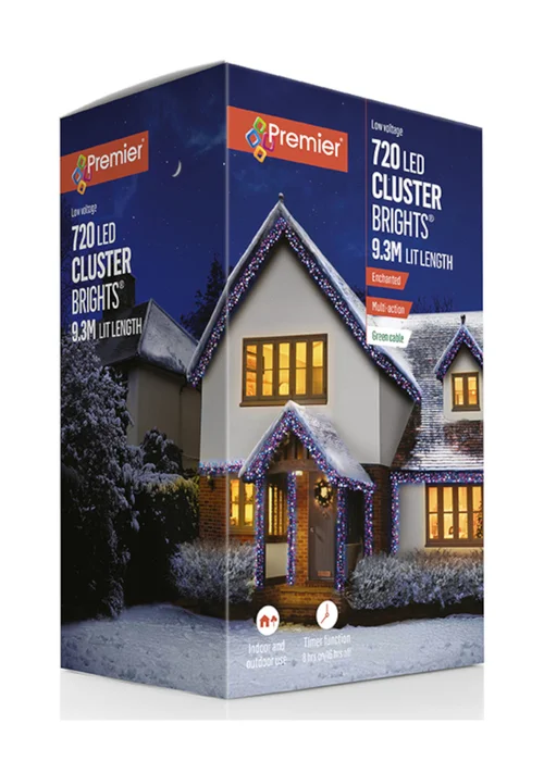 Premier Decorations 720 Multi Action LED Cluster with Timer Enchanted Mix Colour - One Size Image 1