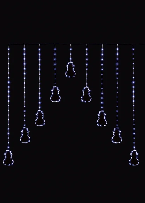 Premier Decorations Flexibright Snowman V Curtain with 258 White LEDs - One Size Image 1