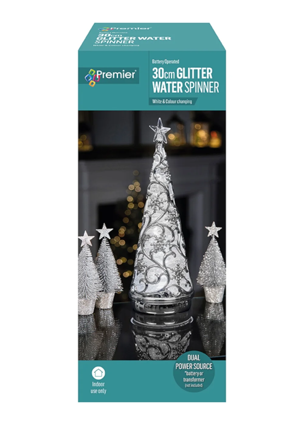Premier Decorations Battery Operated Lit Chrome Tree with Star & Colour Changing LEDs - One Size Image 3