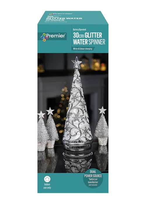 Premier Decorations Battery Operated Lit Chrome Tree with Star & Colour Changing LEDs - One Size Image 3