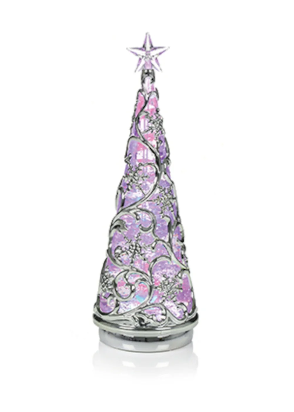 Premier Decorations Battery Operated Lit Chrome Tree with Star & Colour Changing LEDs - One Size Image 1