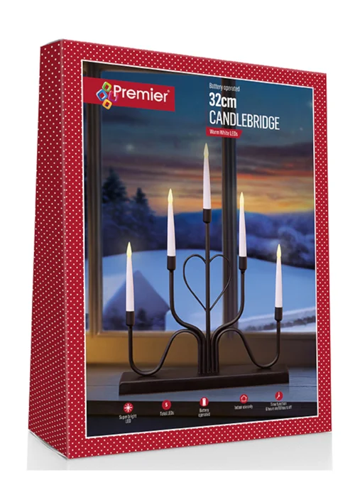 Premier Decorations Black Metal Modern Heart Design Candlebridge with Timer - One Size Image 3