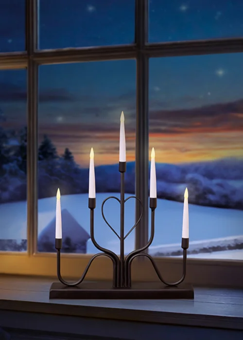 Premier Decorations Black Metal Modern Heart Design Candlebridge with Timer - One Size Image 2
