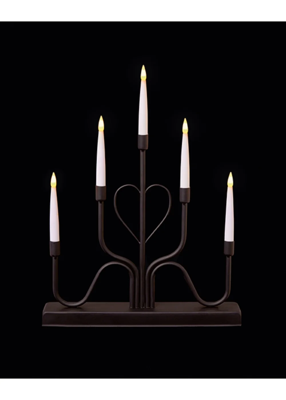 Premier Decorations Black Metal Modern Heart Design Candlebridge with Timer - One Size Image 1