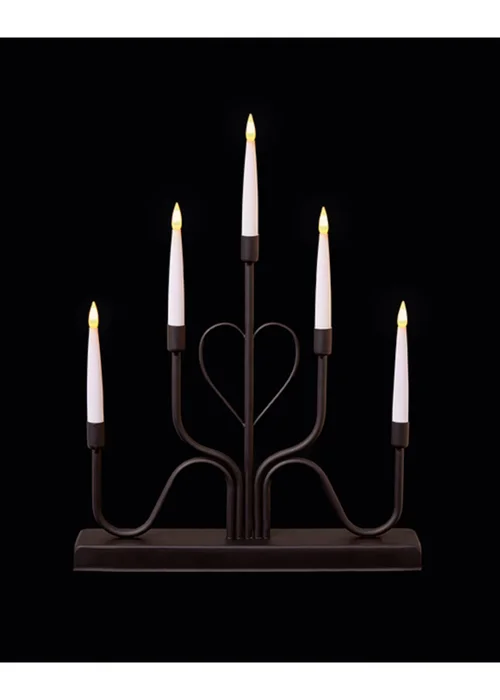 Premier Decorations Black Metal Modern Heart Design Candlebridge with Timer - One Size Image 1