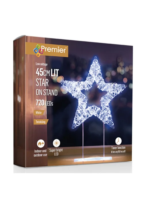 Premier Decorations Silver Table Top Star with 720 Twinkling White LEDs - One Size Image 4