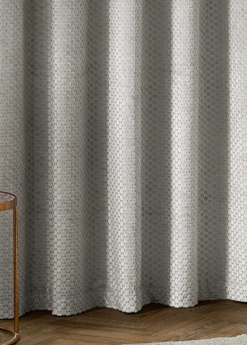 Paoletti Neptune Velvet Room Darkening Eyelet Curtain Pair Silver - 46W X 54D (117x137cm Image 4