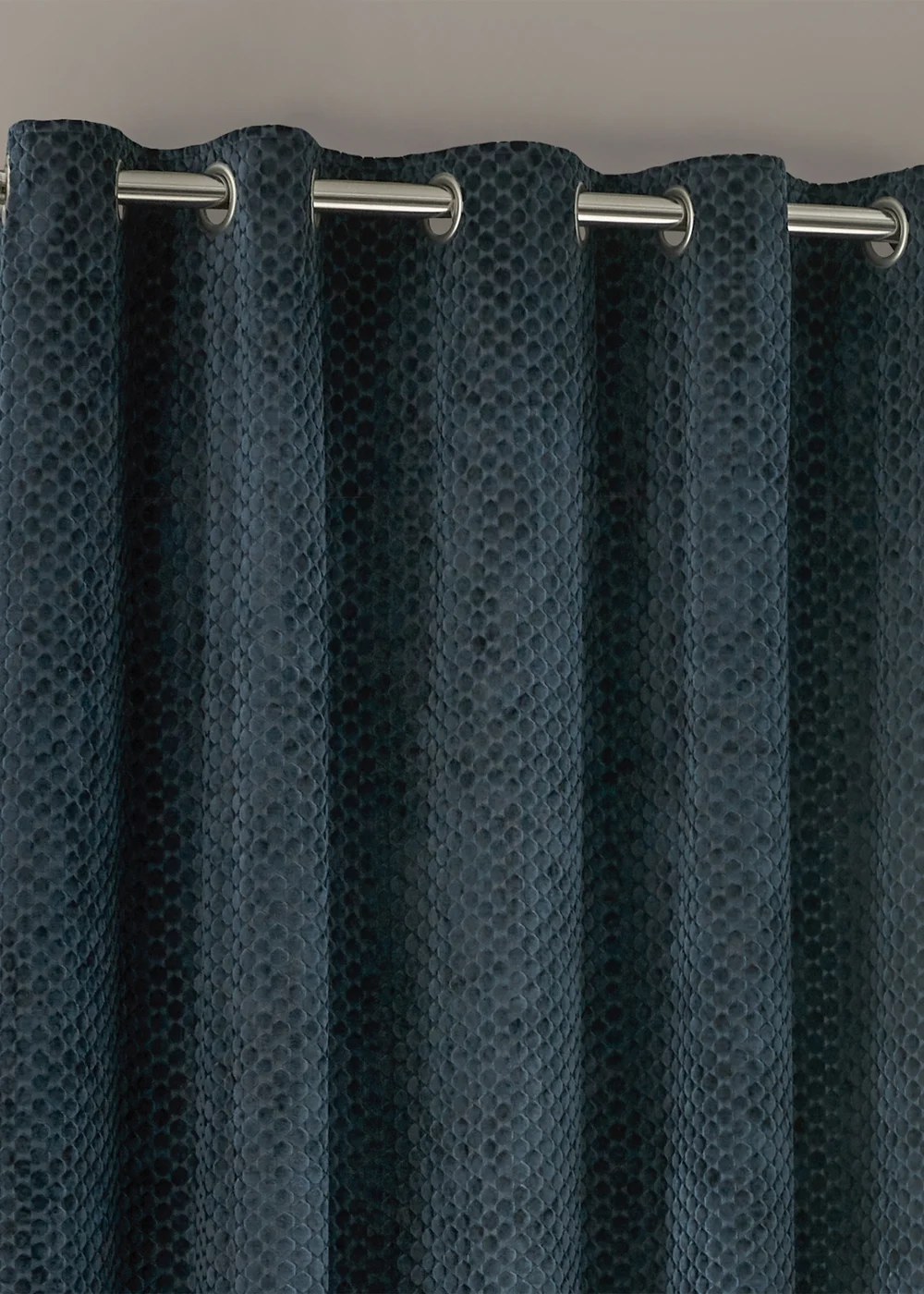 Paoletti Neptune Velvet Room Darkening Eyelet Curtain Pair Navy - 46W X 54D (117x137cm Image 3