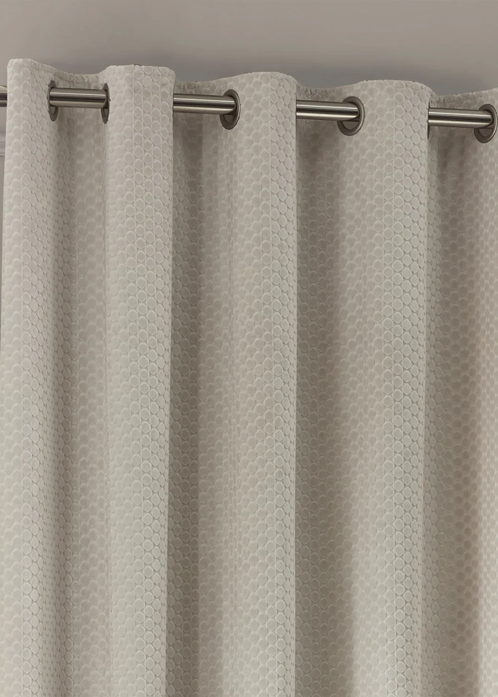 Paoletti Neptune Velvet Room Darkening Eyelet Curtain Pair Ivory - 46W X 54D (117x137cm Image 3