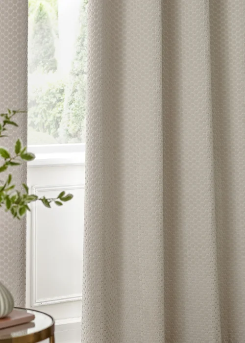 Paoletti Neptune Velvet Room Darkening Eyelet Curtain Pair Ivory - 46W X 54D (117x137cm Image 5