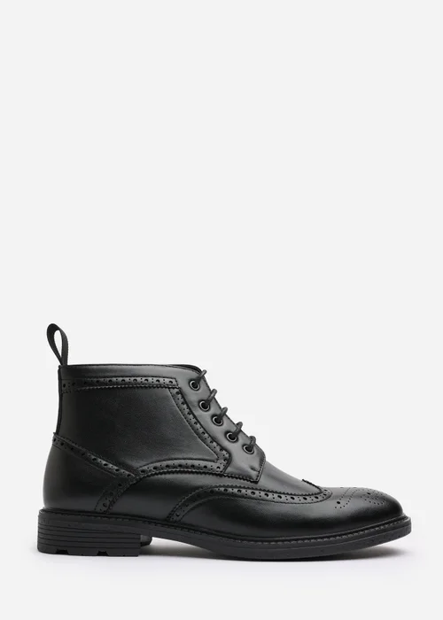 Where's That From Henry Black Brogue Lace-Up Ankle Boots - 12 Image 1