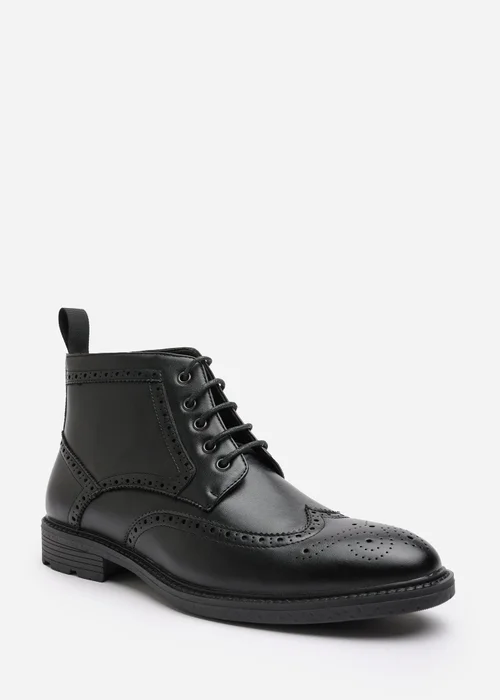 Where's That From Henry Black Brogue Lace-Up Ankle Boots - 12 Image 3