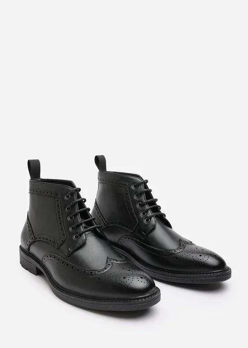 Where's That From Henry Black Brogue Lace-Up Ankle Boots - 12 Image 4