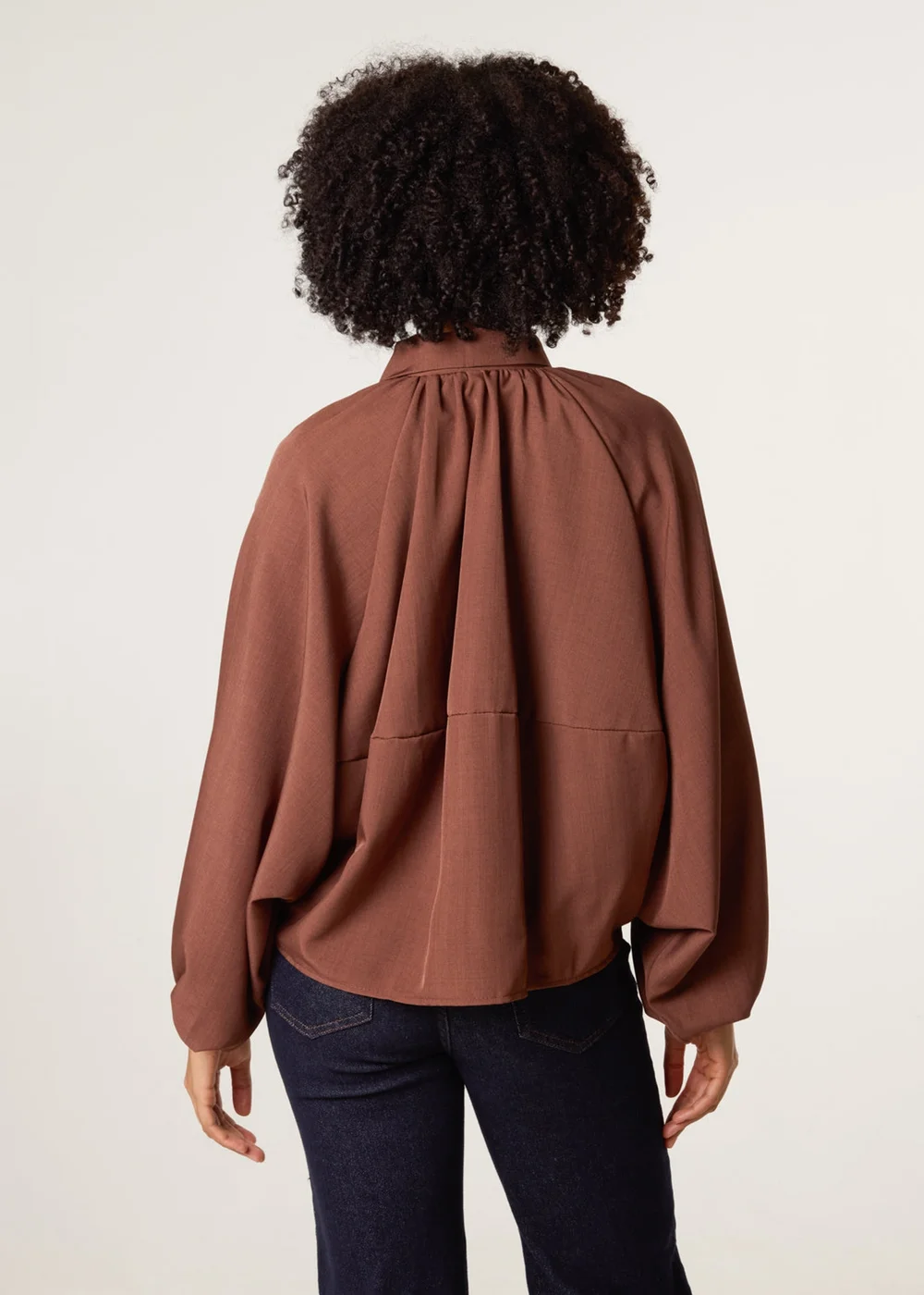 Blue Vanilla Brown Drape Puffball Zipper Jacket - One Size Image 4