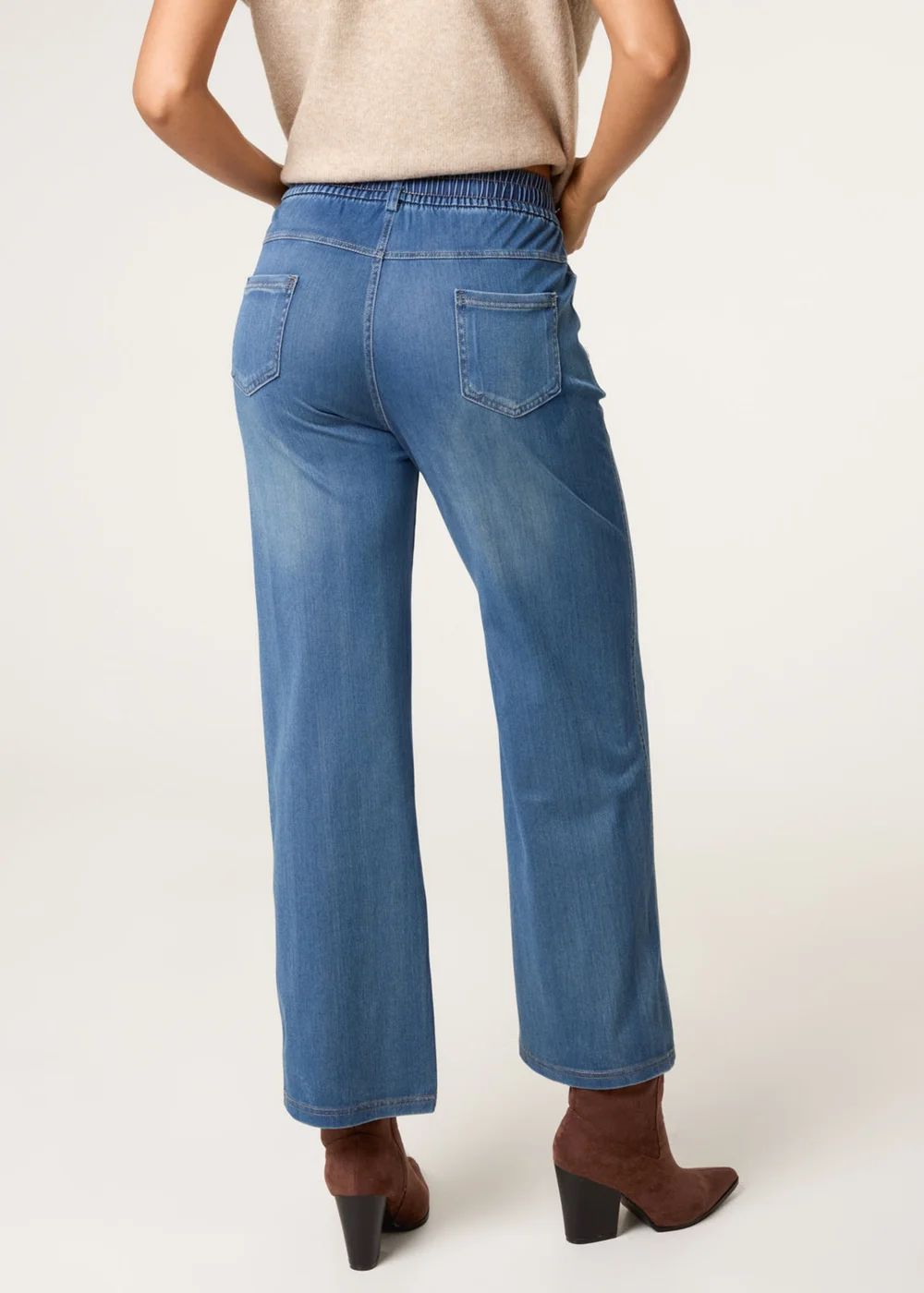 Blue Vanilla Blue Elasticated Waist Jeans With Tie - L Image 4